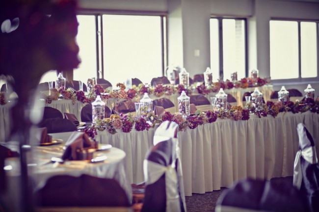  table set for 18 bridal party members complete with linens chair covers 