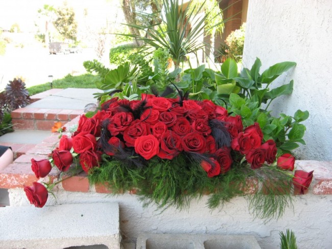 Wedding Party Photo Gallery Red Rose Floral Arrangement 