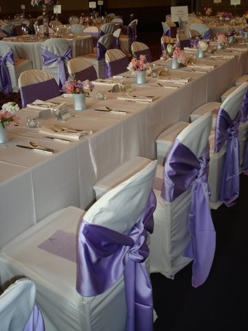 This beautiful wedding reception features tables that are adorned with 
