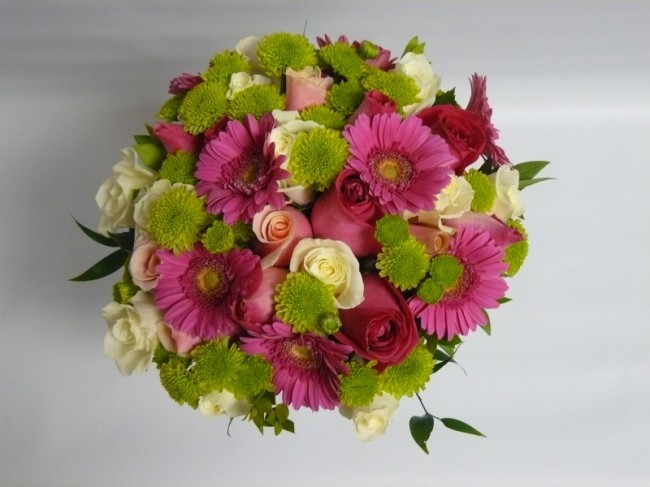 Pink and green wedding flowers
