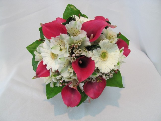 White & Hot Pink Bridal Bouquet