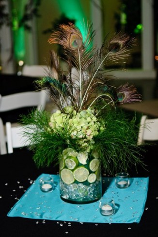 Wedding Decorations Using Peacock Feathers