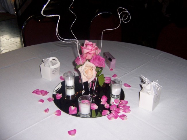 Wedding Party Photo Gallery Pink Rose Centerpieces 