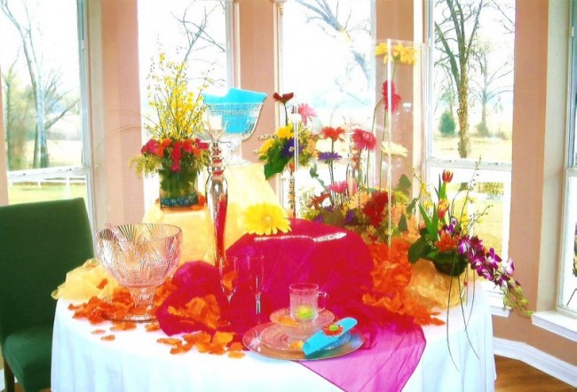 Wedding Party Photo Gallery Colorful Reception Setup 