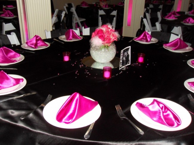 Wedding Party Photo Gallery Pink Black Reception Decor 