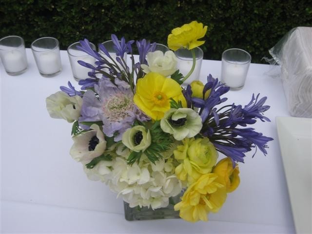 Wedding Party Photo Gallery Purple Yellow Reception Centerpiece