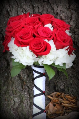 Red Black and White Wedding Bouquet Share