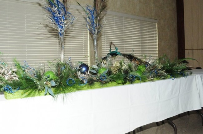 Wedding Party Photo Gallery Head Table Peacock Arrangement 