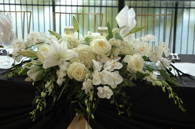 Wedding Party Photo Gallery White Head Table Centerpiece 
