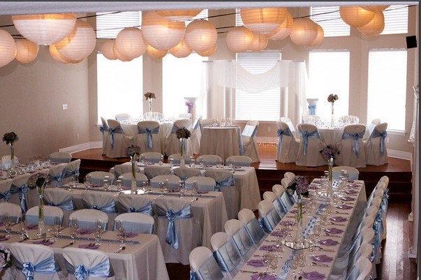  looks gorgeous at this wedding venue decorated in pastel blue and lilac