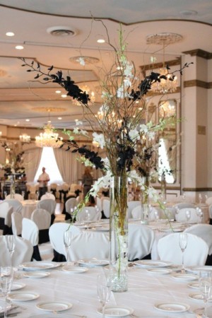 Wedding Party Photo Gallery Black White Reception Centerpiece 