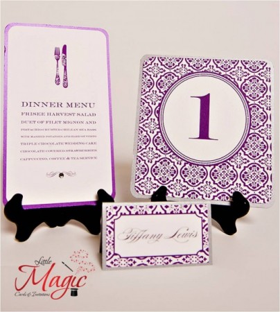 Purple Wedding Stationery Share This beautiful menu place settings and 