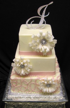 Ribbon Flowers Wedding Cake