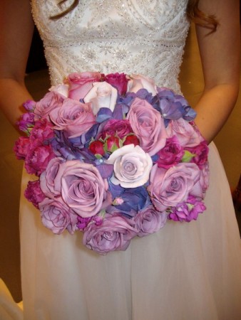 Purple Pink Wedding Bouquet Share Hydrangea roses and spray roses make 