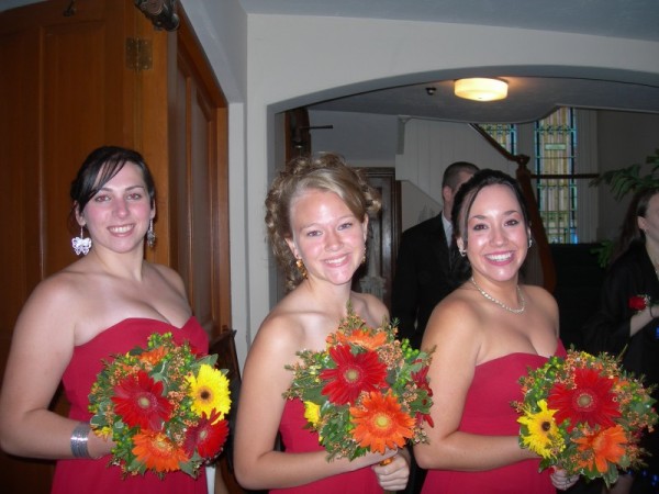 Beautiful Bridesmaids Holding Their Bouquets For This Fall wedding