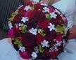 Bridal Bouquet with red roses and stephanotis