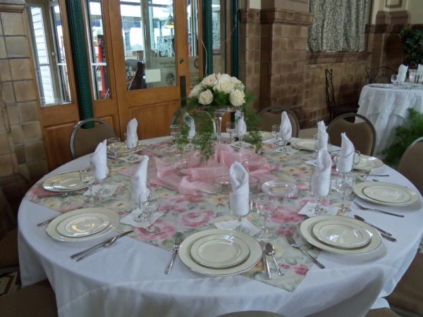 This reception venue set up beautiful tables with gorgeous settings and