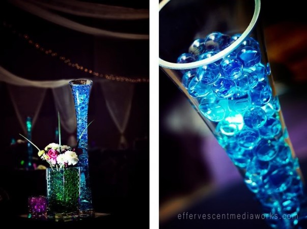 Lighted wedding flowers for reception