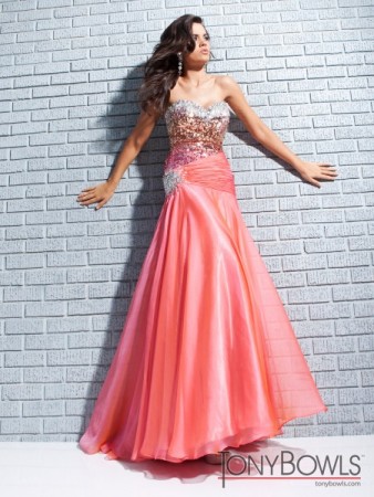 Coral Prom Dress with Beautiful Beading