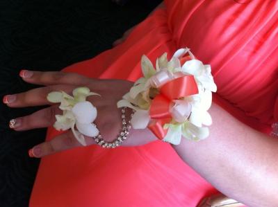 Coral And White Corsage