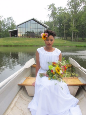 Pretty bride on pond at Keith Glen! 