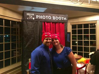 Posing at the photo booth 