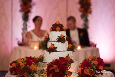 Beautiful Cake Table With Wedding Cake &  Bridal Bouquets