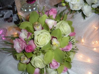 Pink Rose and Green Orchard Bouquet