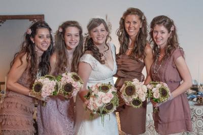 Bride, Bridesmaids & Their Wedding Flowers 
