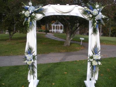 Lovely Wedding Arch with Blue Flowers