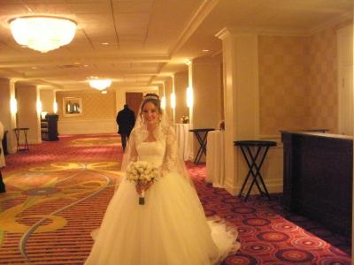 Lovely Bride with Bouquet Ready to Walk Down Aisle