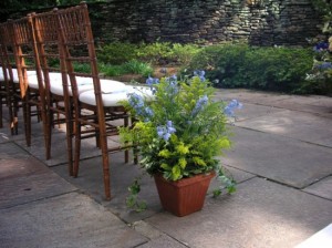 Garden Pew Markers For Outdoor Wedding