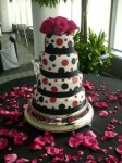 Pink & Black Polka Dotted Wedding Cake