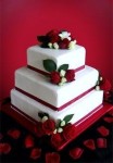 Red & White Fondant Wedding Cake