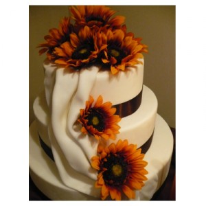 Sunflowers & Fondant Wedding Cake