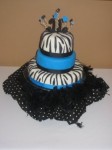 Blue & Zebra Striped Birthday Cake
