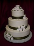Wedding Cake With Green Ribbons