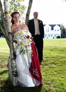 White Wedding Gown Embellished With Red