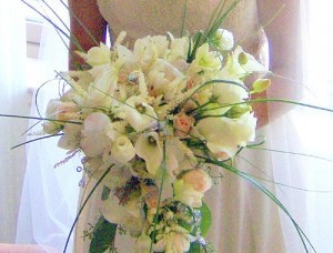 White Cascading Wedding Bouquet