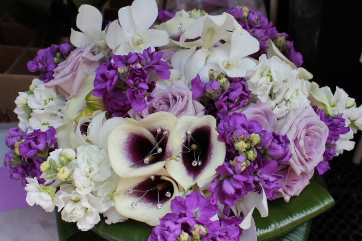 White and Purple Bride's Bouquet