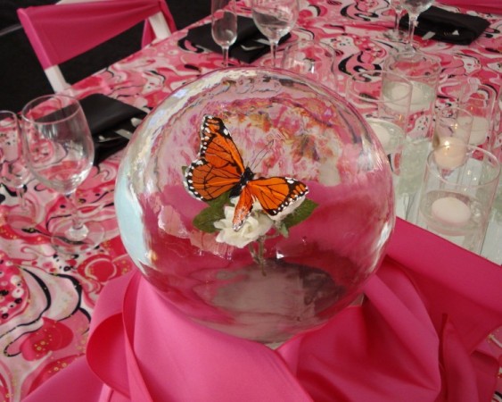 Butterfly in Ice Globe  Table Centerpiece