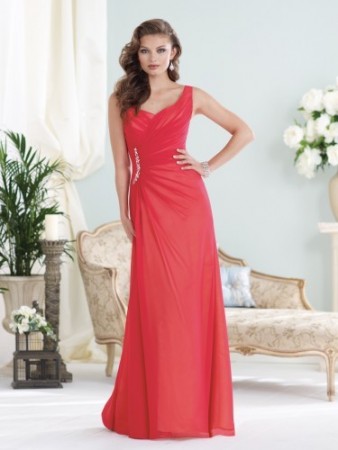  Sleeveless chiffon over satin slim 