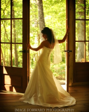 Bride at Reception Hall Doors