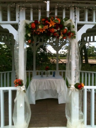 Warm and Glowing Wedding Gazebo Decor