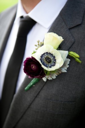 Purple and Ivory Unique Boutonniere