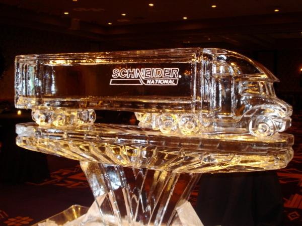 Semi Truck (Tractor-Trailer) with Logo Ice Sculpture