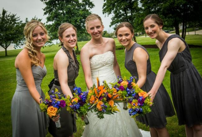 Bride & Bridesmaids with Bouquets
