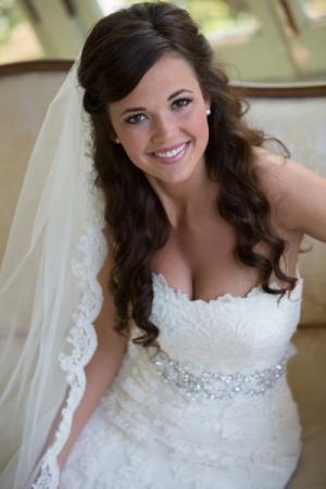 Beautiful Bride in Lace, Strapless Wedding Gown