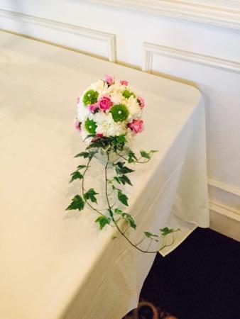 White, Pink & Green Wedding Arrangement