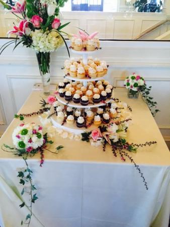 Gorgeous Cupcake Table with Fresh Flowers